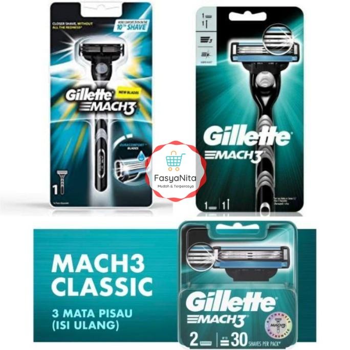 Gillette Mach 3 Razor / Pisau Cukur Kumis / Gilette / Gillete Refill 2 SPECIAL Kode 1339