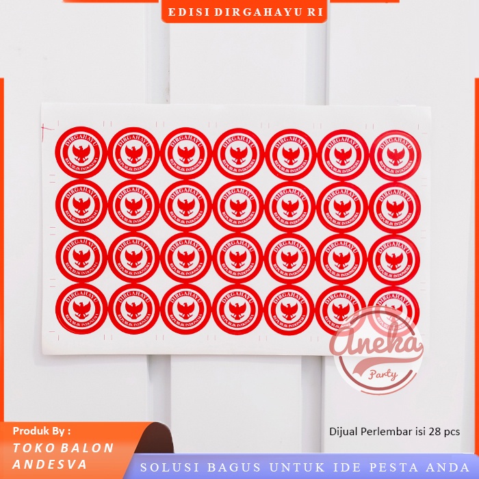 

( isi 28 ) Stiker pipi motif garuda Bulat / stiker hut ri / stiker pipi bendera merah putih garuda