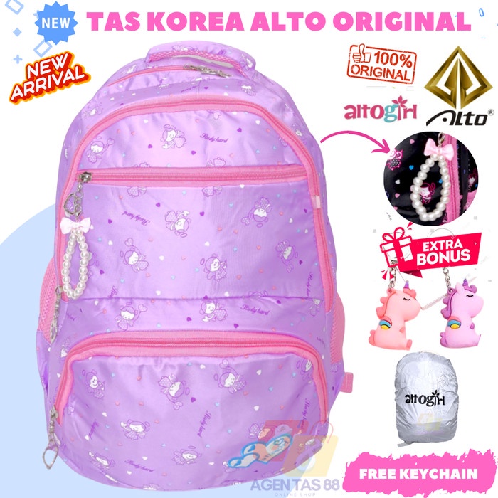 TAS RANSEL ANAK SEKOLAH PEREMPUAN SD SMA SMP ALTO GIRL TAS KOREA ORI - UNGU