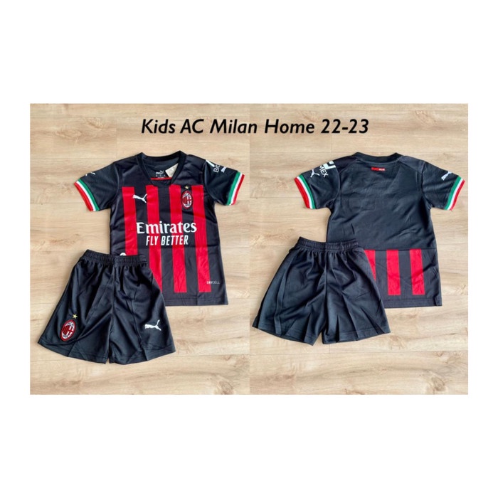 ✨BEST✨ -Jersey anak laki ac milan baju kaos sepak bola anak setelan - 5-6 tahun