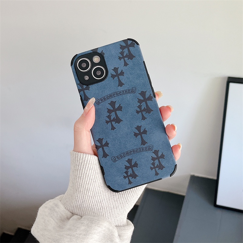 IPHONE Olahraga Trendi Jalan Retro Cross Lambskin Anti-drop Soft Case Motif Beruang Casing Ponsel Untuk Iphone14 13 12 11 Pro X XS MAX XR 7 8 Plus