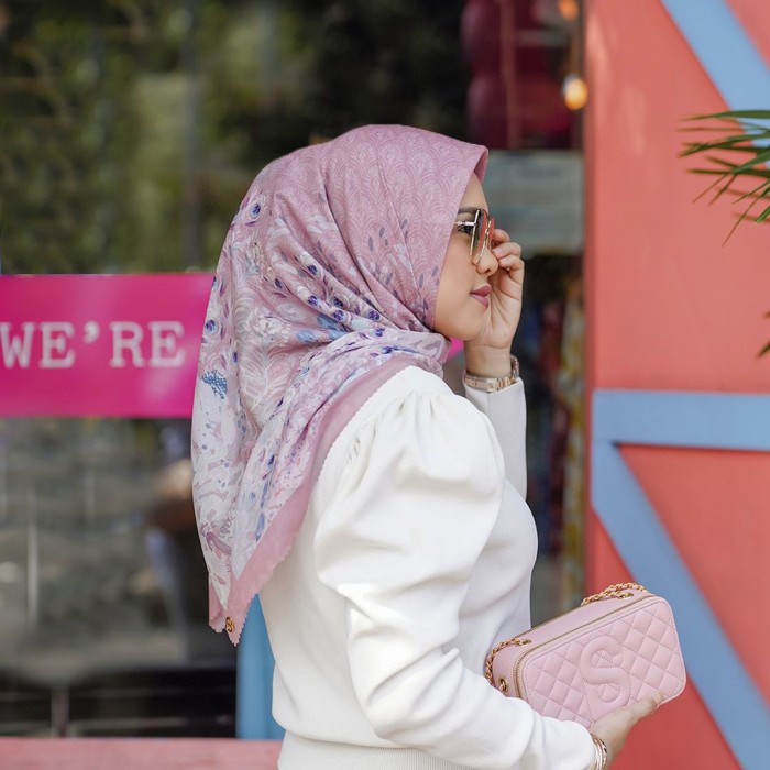 SALE BUTTONSCARVES THE EDERRA SERIES VOAL SQUARE - DUSTY ROSE Termurah