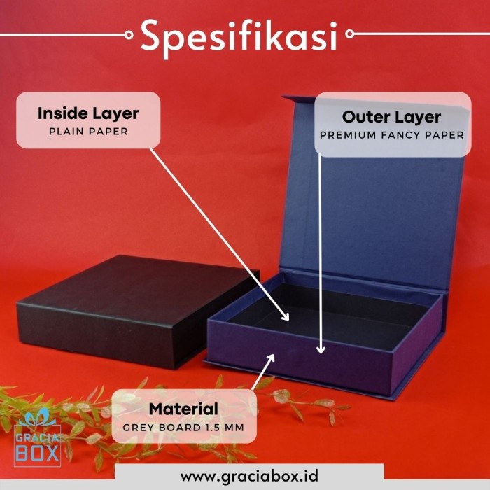 

BOX HAMPER - HARDBOX - KOTAK KADO - ukuran 22 cm x 22 cm x 5 cm - Hitam