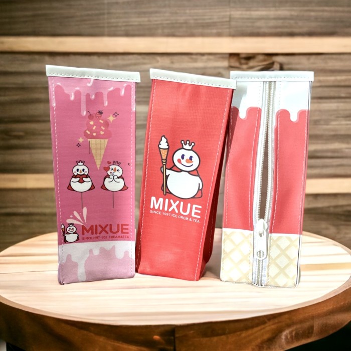 Tempat Kotak Pensil Bentuk Snack Mixue Motif Lucu Karakter