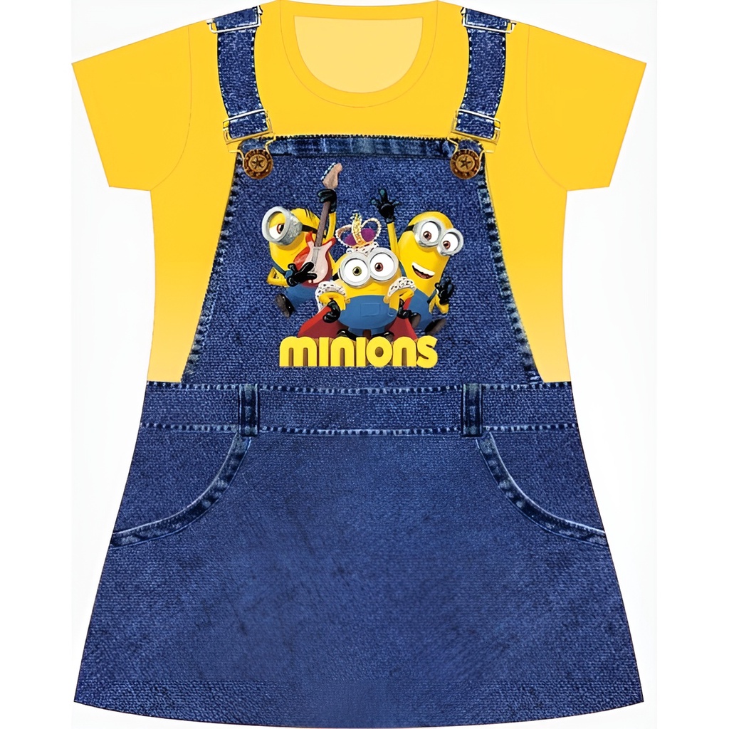 Dress Anak Perempuan Karakter Minions Jumpsuits Daster anak karakter Minions Dress Anak Umur 1 2 3 4