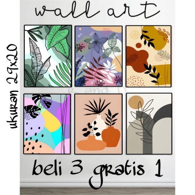 Dekorasi dinding rumah gambar abstrak ukuran 29x20, hiasan dinding aestetic, poster sabby bingkai ka