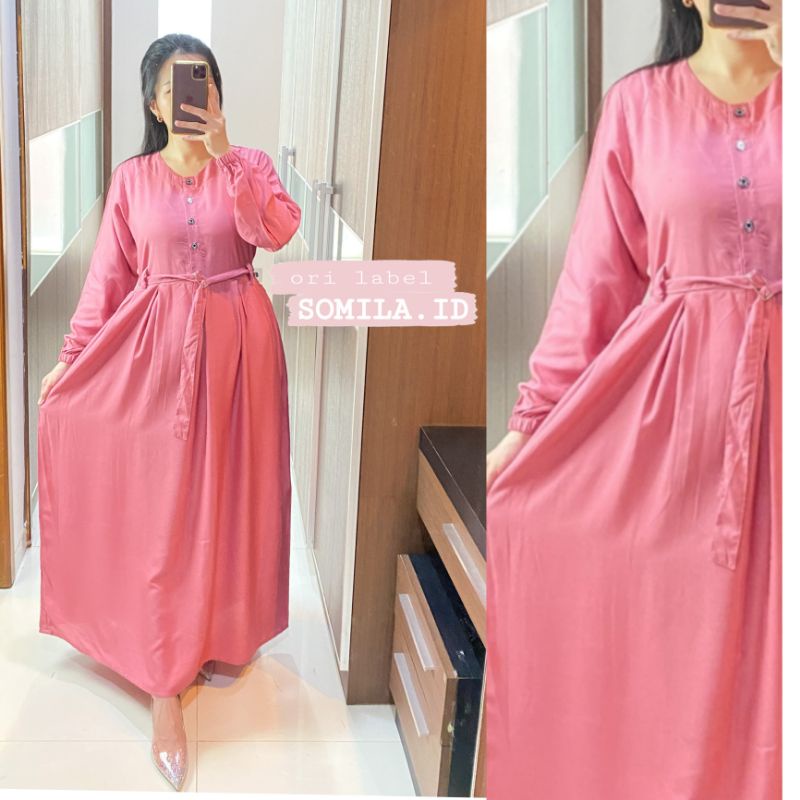 LONG DRESS FUJI SABUK KUALITAS ORI LABEL GROSIR DASTER TERLARIS TERBARU BUSUI CIBI CHIBI PANJANG LEN