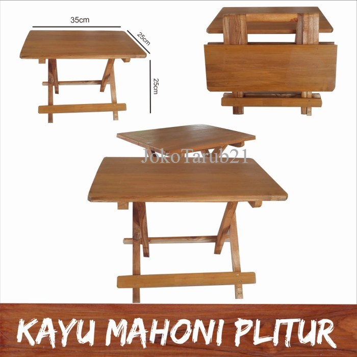 Rekal Al Qur'an Meja lipat Kayu Mahoni Plitur Meja belajar Laptop murah