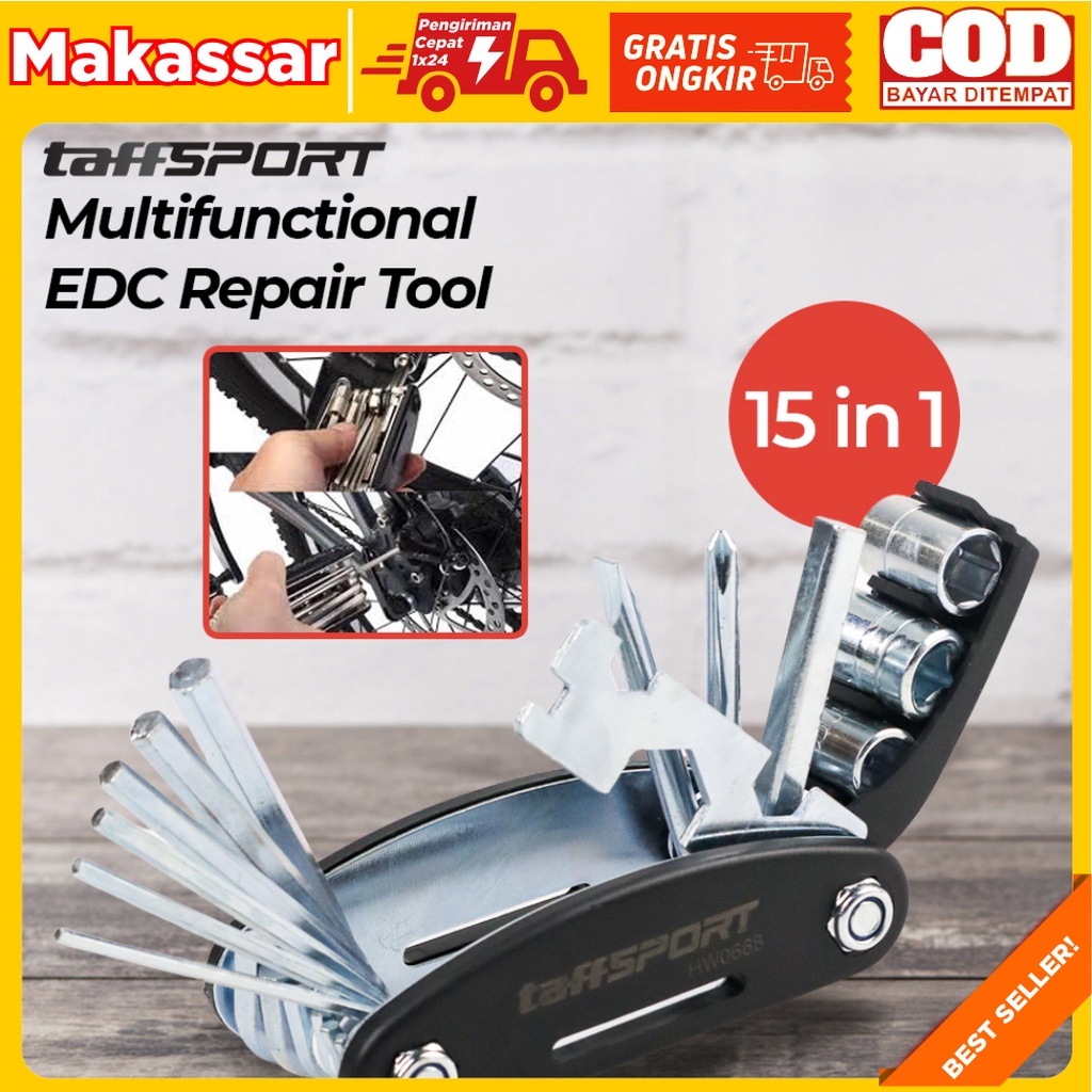 Kunci Kunci Alat Bongkar Motor Bengkel - Multifunctional 15 in 1 EDC Repair Tool