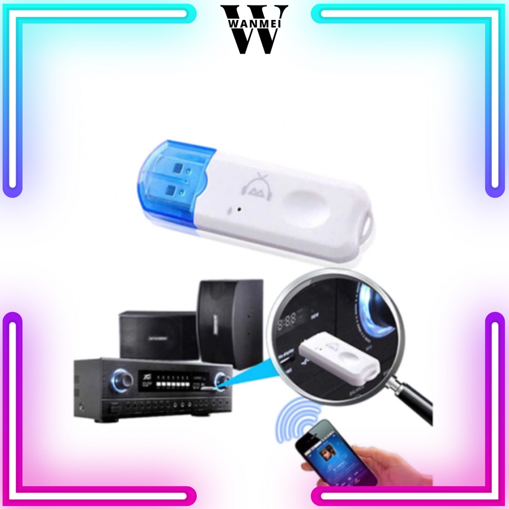 WM USB Bluetooth Audio Receiver With Mic Dongle Wireless Audio Non Kabel HP To Speaker Aktif Speaker Mobil
