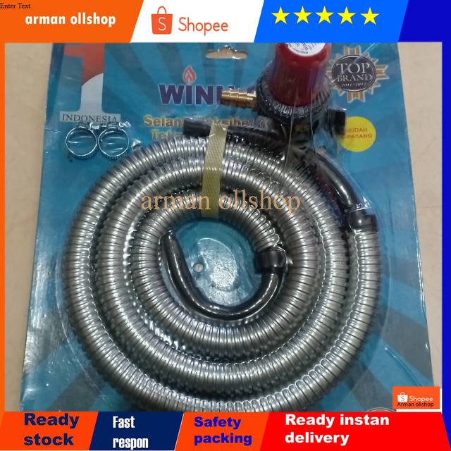 Selang gas LPG+regulator high pressure WINN GAS / selang regulator kompor mawar