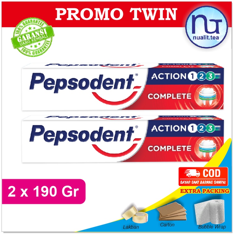 Promo Isi 2 Pepsodent action 123 2x190 gram pasta gigi Pemutih dan pencegah Gigi berlubang
