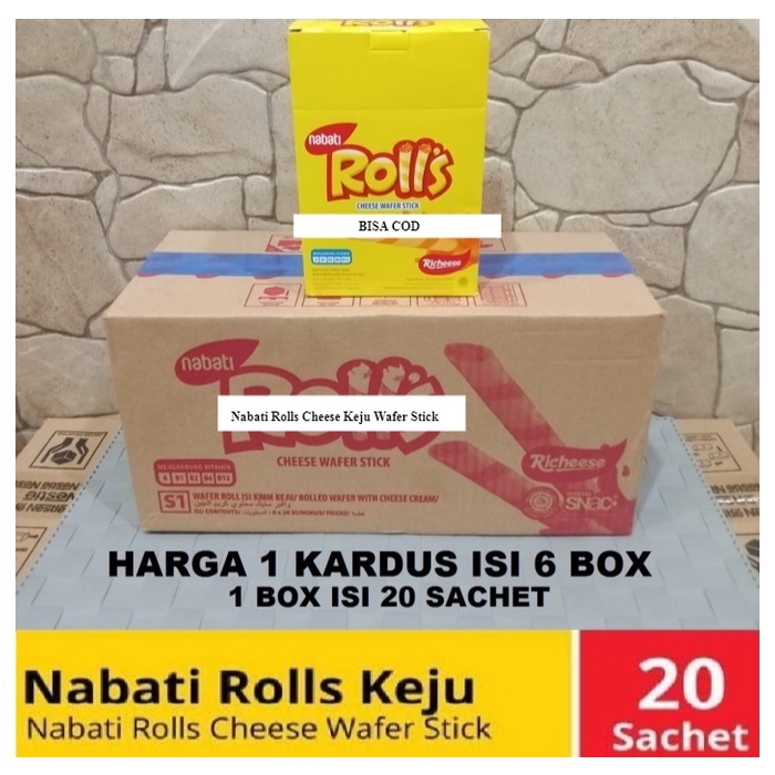 

Nabati Rolls Cheese Keju Wafer Stick 1 DUS ISI 6 BOX ORIGINAL