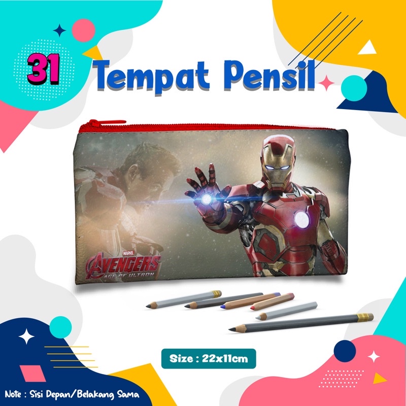 

Sovenir new Pencil Case Avenger Marvel Iron Man Tempat Pensil Kostak Kotak Penyimpanan Pouch Dompet Souvenir