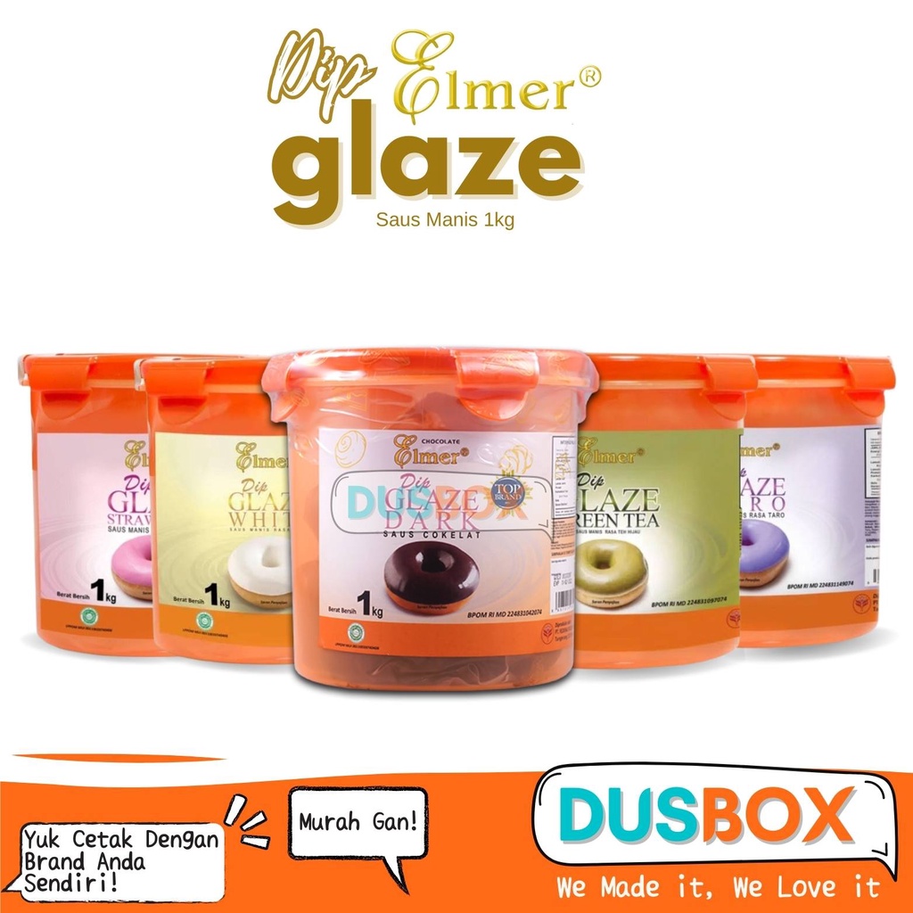 

Elmer Dip Glaze 1KG / Saus Manis Elmer Dip Glaze / Elmer Dip Glaze Saus Manis 1KG / Toping Donat / Saus Donat / Selai Donat