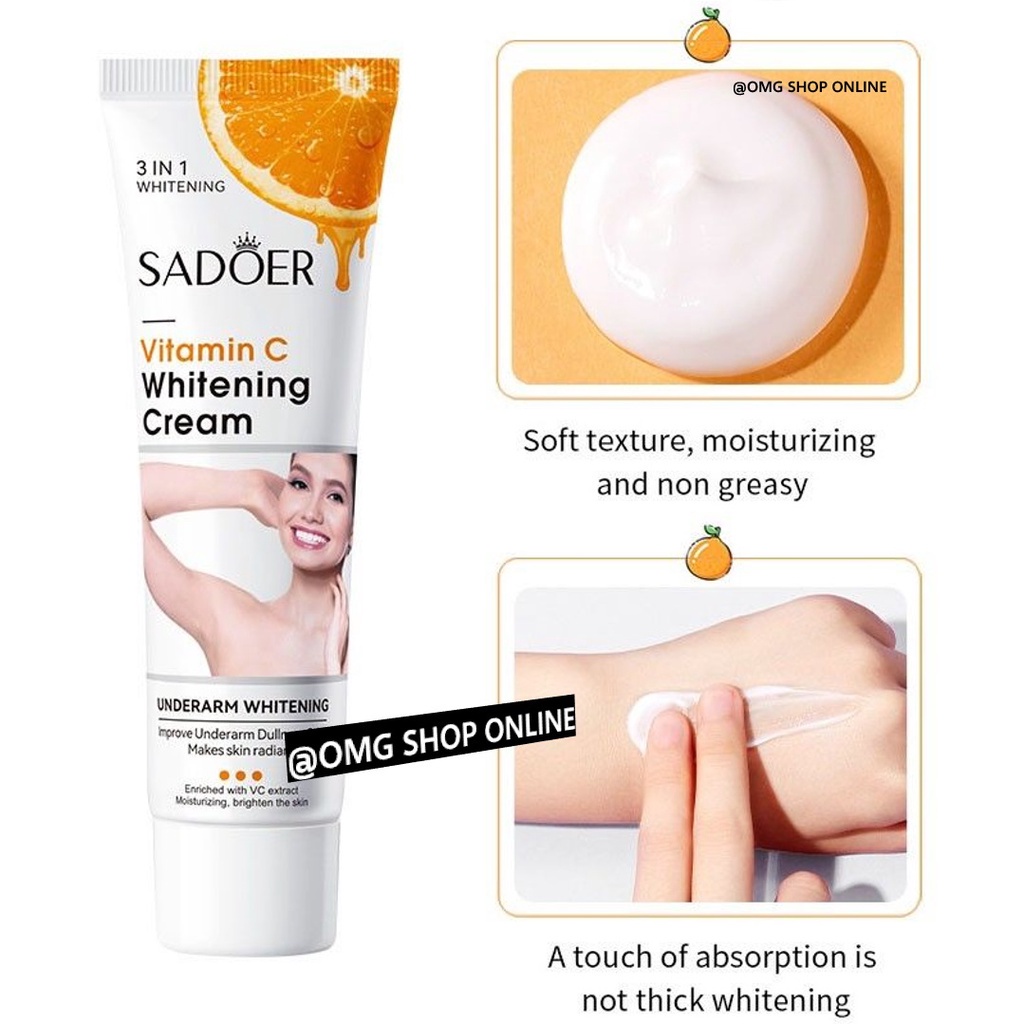 Termurah !!! Sadoer Vitamin C Whitening Cream Underarm 50 Gr / Krim Pemutih Ketiak Alami Pemutih Badan Pantat Pemutih Selangkangan Permanen Lebih Cepat / Cream Pemutih Leher Pencerah Sikut Krim Pencerah Bokong Penghilang Lipatan Ketiak Krim Ketiak Hitam