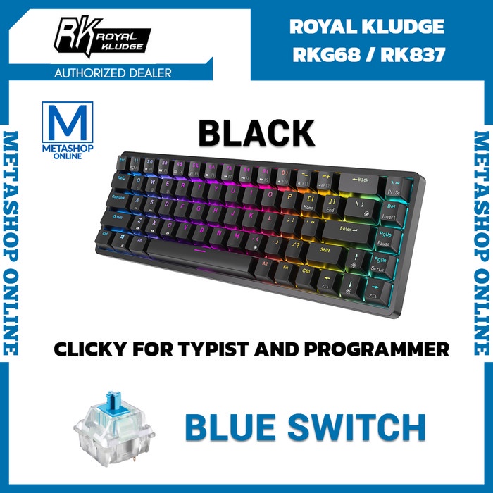 ROYAL KLUDGE RKG68 RK837 65% MECHANICAL KEYBOARD GAMING HOTSWAP RK68 - Black Blue
