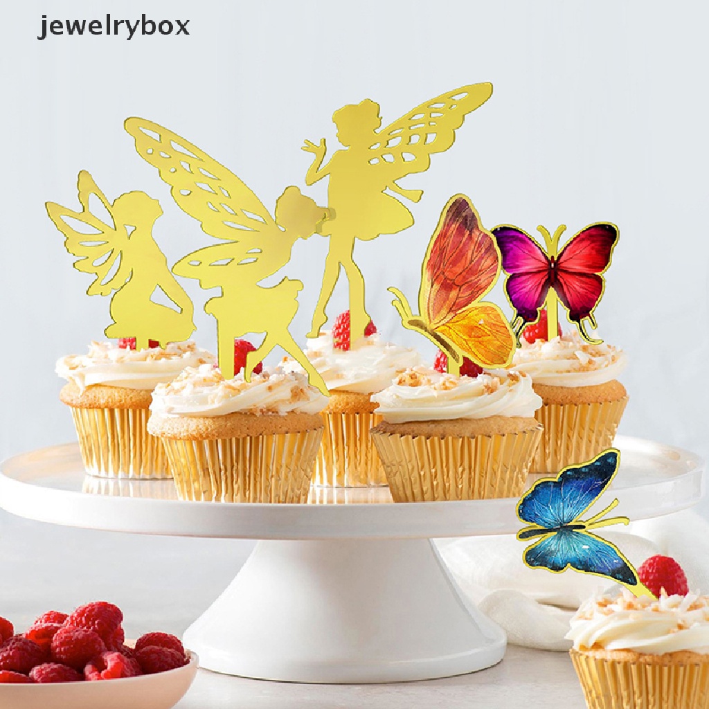 [jewelrybox] 6pcs Dekorasi Kue Peri Kupu Pesta Happy Birthday Cake Topper Butik