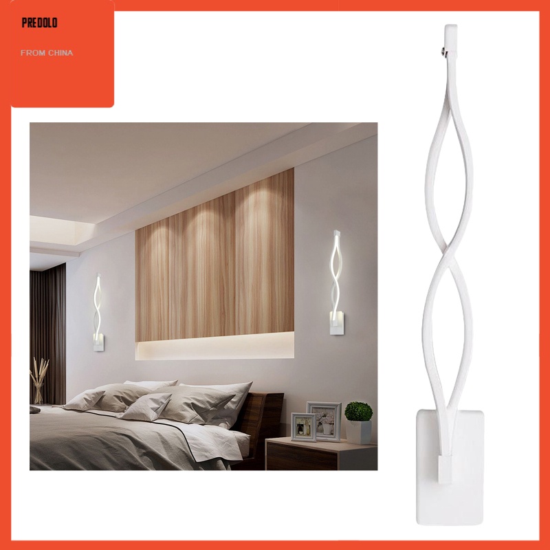 [Predolo] Nordic Wavy LED Wall Lamp Lampu Kamar Tidur Warm White Black Shell