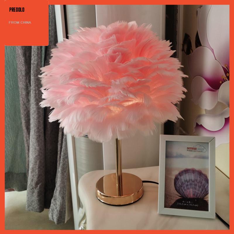 [Predolo] Feathers Table Lamp Night Light Kap Lampu Untuk Dekorasi Kamar Rumah Samping Tempat Tidur