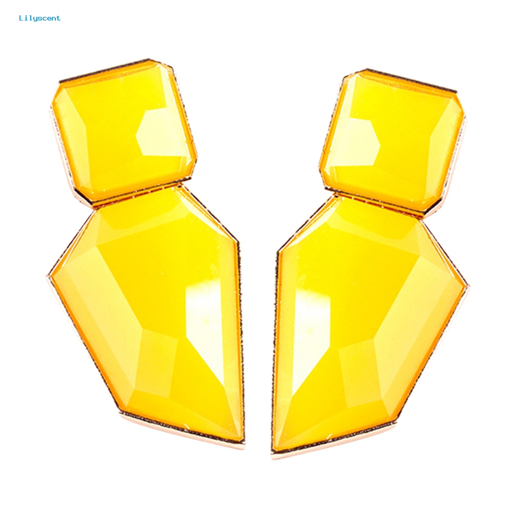 Lilyscent Vintage Wanita Geometris Menjuntai Shiny Resin Berlebihan Anting Perhiasan Hadiah