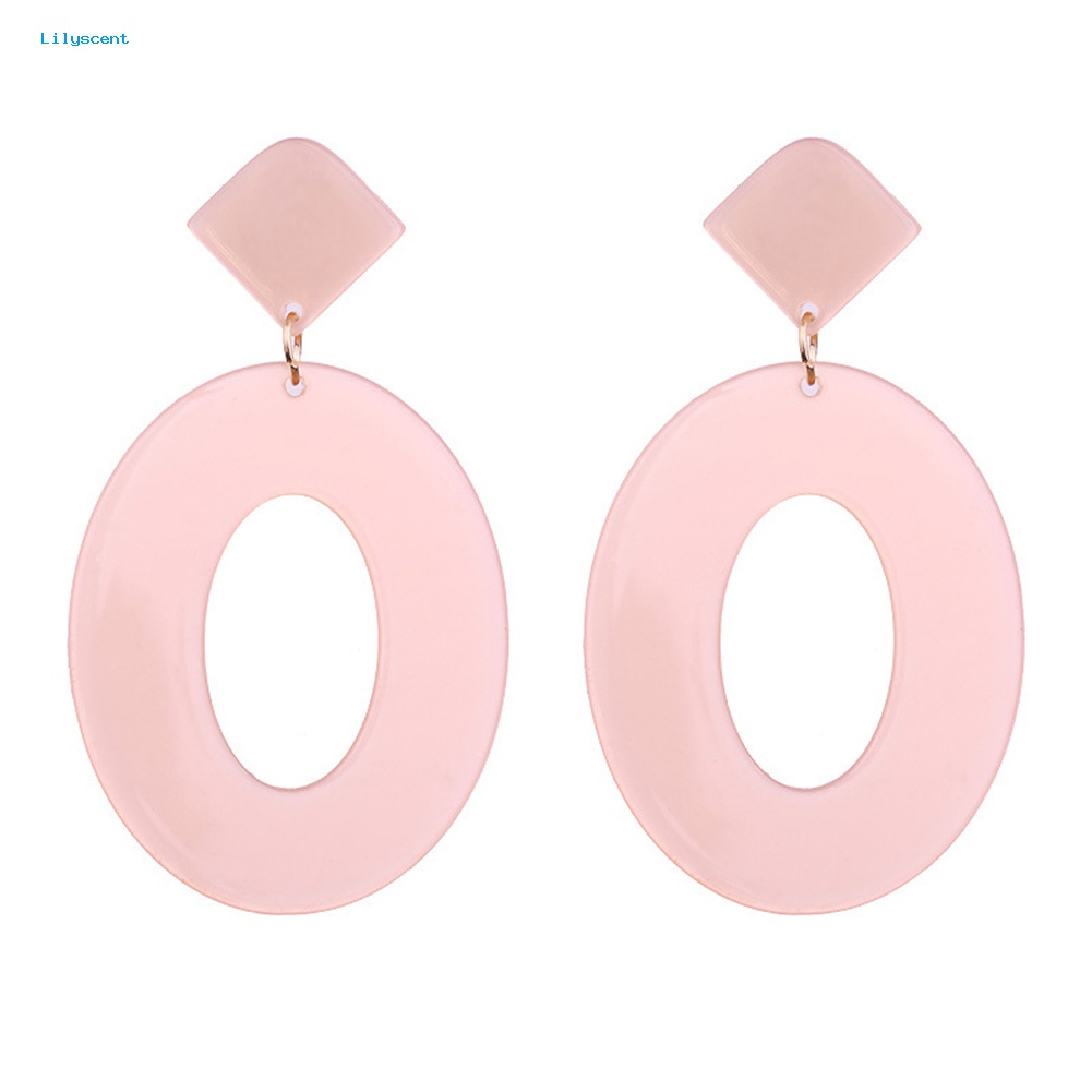 Lilyscent Retro Wanita Berongga Oval Belah Ketupat Geometris Menjuntai Telinga Stud Anting Perhiasan Hadiah