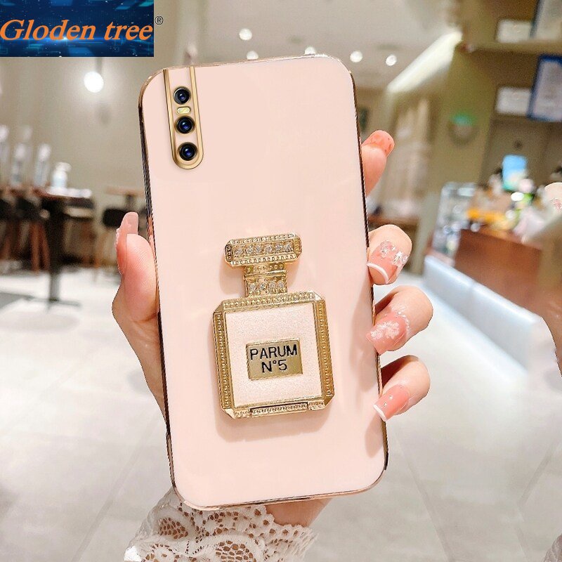 Gloden tree Casing Case Untuk Vivo T1X T1 Pro 5G T1 5G S1 Pro V15 Pro Case Dengan Botol Parfum Lipat Kickstand Cakupan Penuh Camera Case