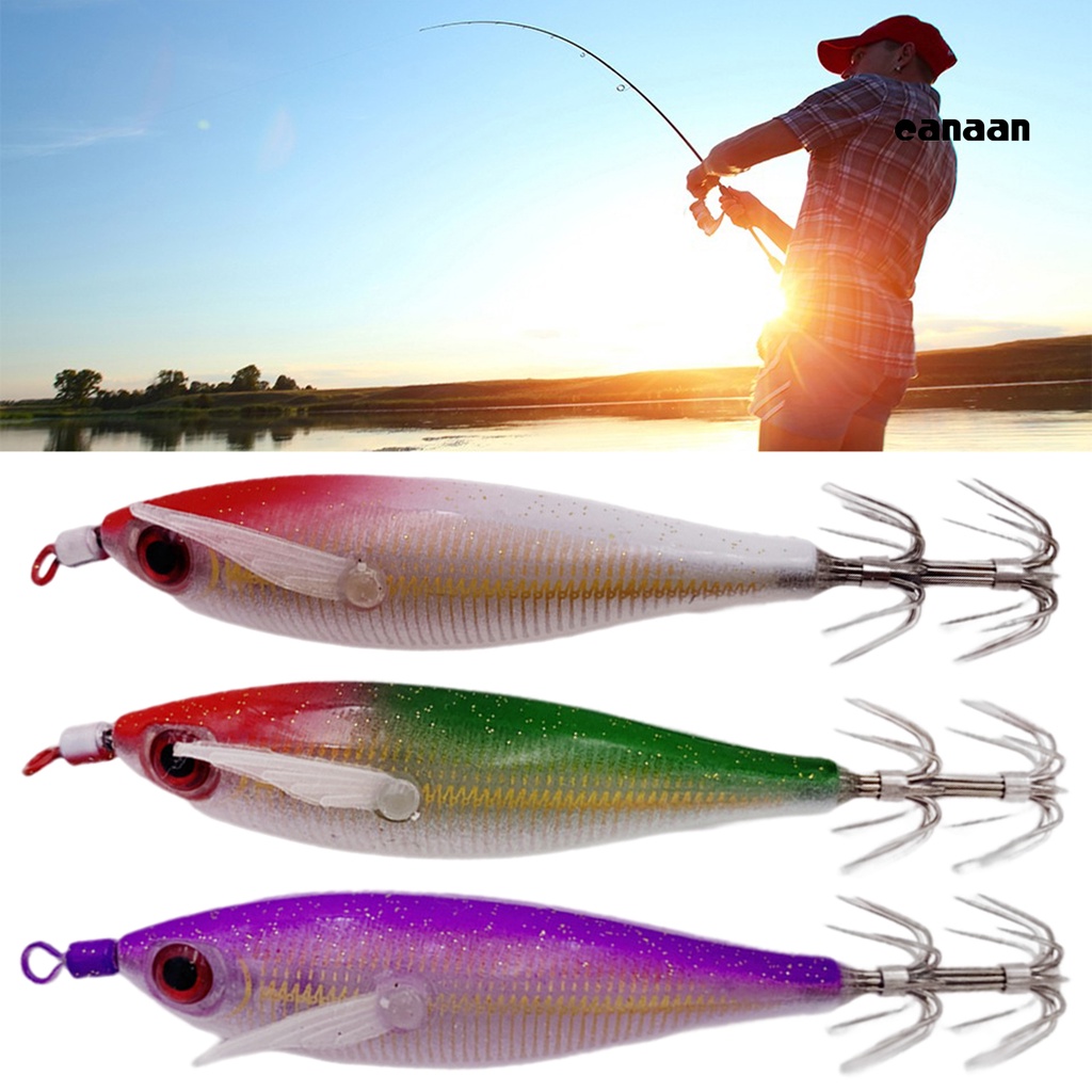 Cnn-5.5cm Kait Cumi Udang Dengan Efek Bercahaya Simulasi Angling Plastik Luminous Wooden Shrimp Squid Hooks Outdoor Fishing