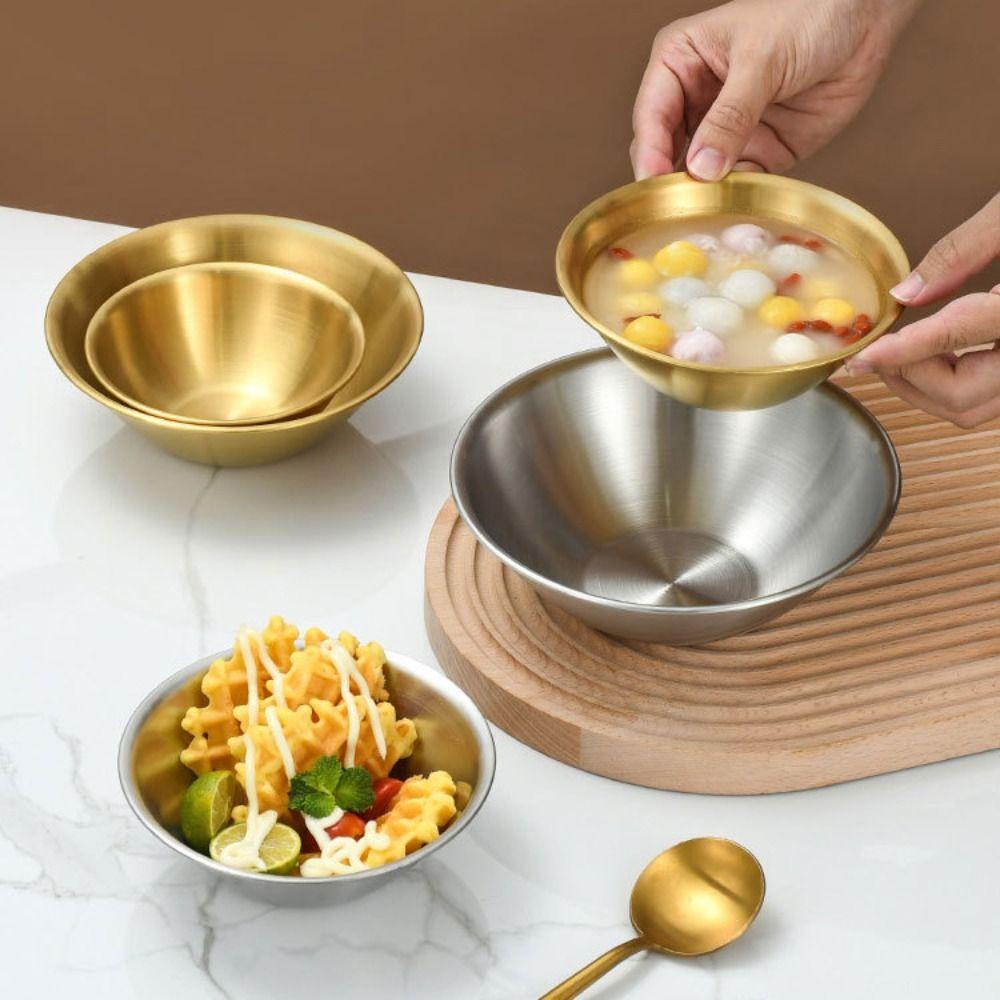 [Elegan] Mangkok Snack Stainless Steel Gaya Korea Restoran Serut Es Peralatan Makan Makanan Rumah