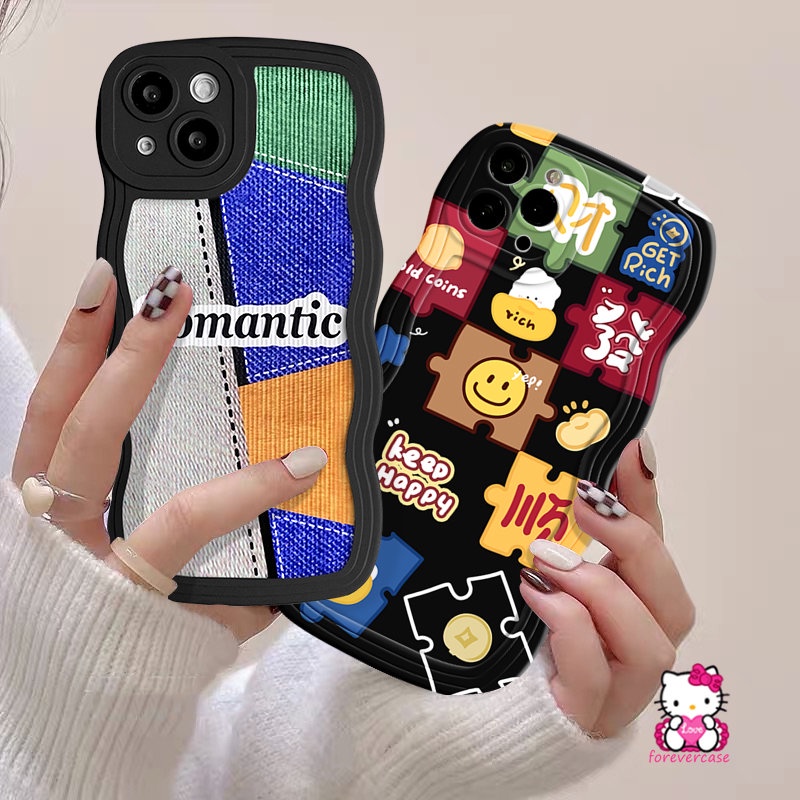 Casing Smile Splicing Kreatif Oppo A77 A7 A16s A16K A54 A57 A52 A95 A96 A17K A58 A3s A17 A12 A15 A76 A1k A55 A5 A9 A5s A16 A74 A78 A53 Reno A77s 8Z 8 6 7Z 7tepi Bergelombang Lembut Sarung