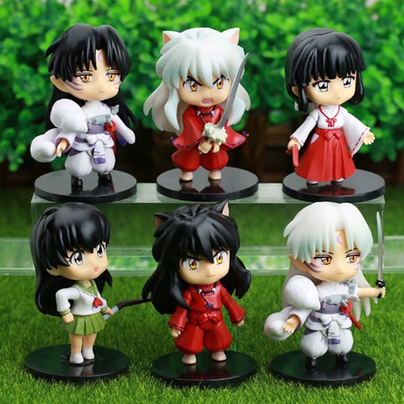 6pcs/set Inuyasha Sesshoumaru Higurashi Kagome Shofo PVC Angka Mainan Mobil Dekorasi Boneka