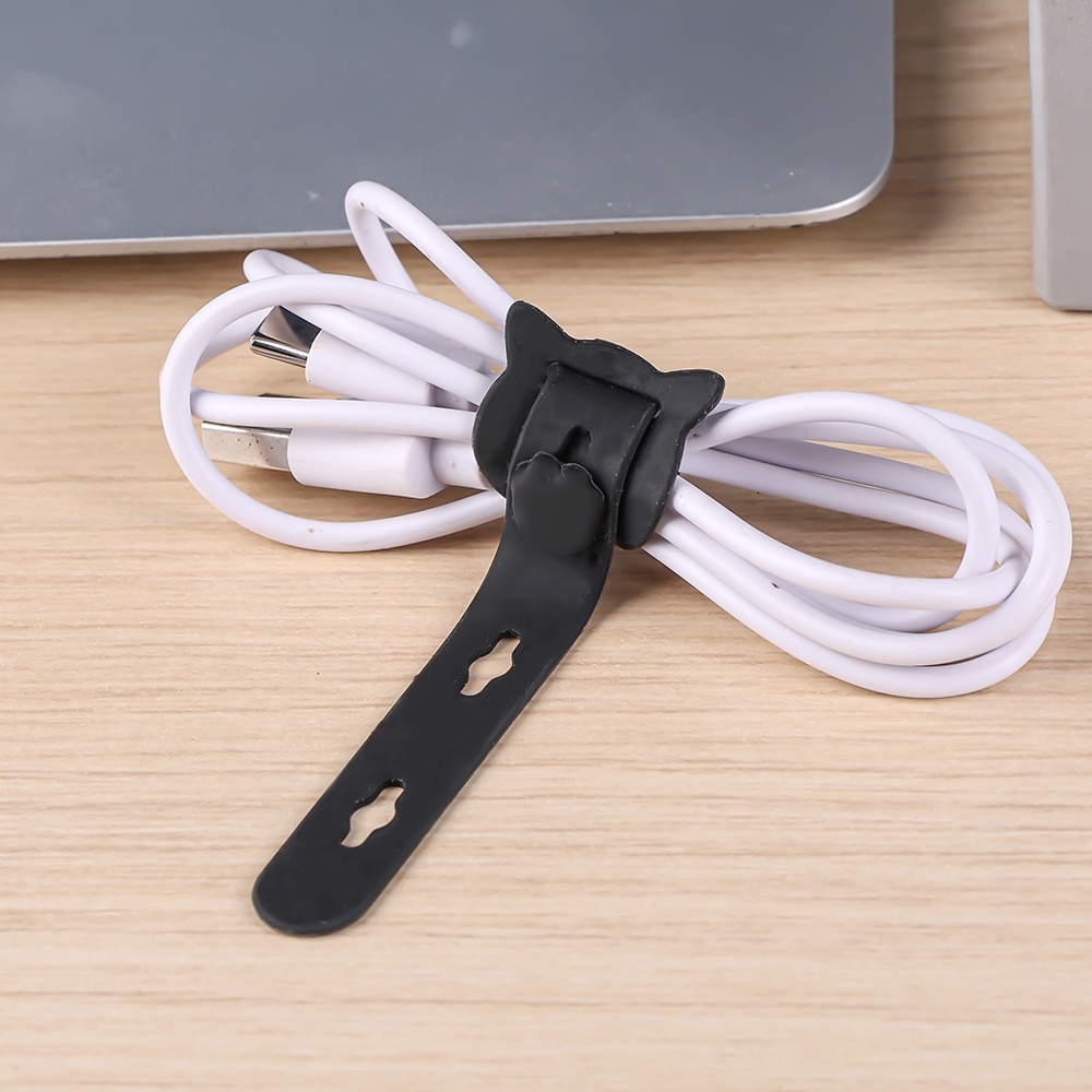 [Harga Grosir] Penggulung Kabel Data Silikon Multifungsi Reusable Fastening Cable Cords Organizer Alat Pengatur Jalur Kabel Meja Headphone Charger Cord Strap Ties