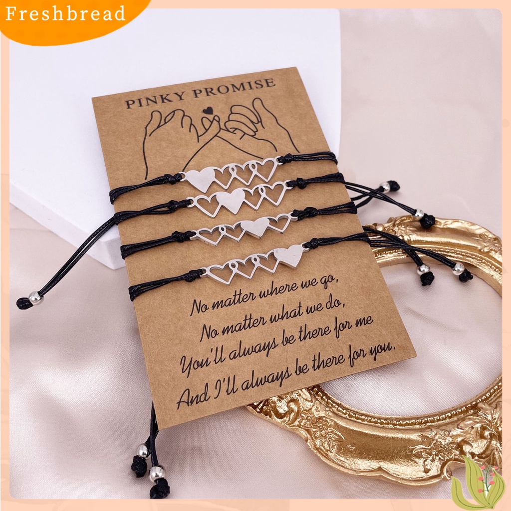 &lt; Freshbread &gt; 3/4Pcs Gelang Couple Adjustable Hand Made Hias Nyaman Dipakai Tinggi Dipoles Dekorasi Colorfast Hollow Matching Jarak Jantung Gelang