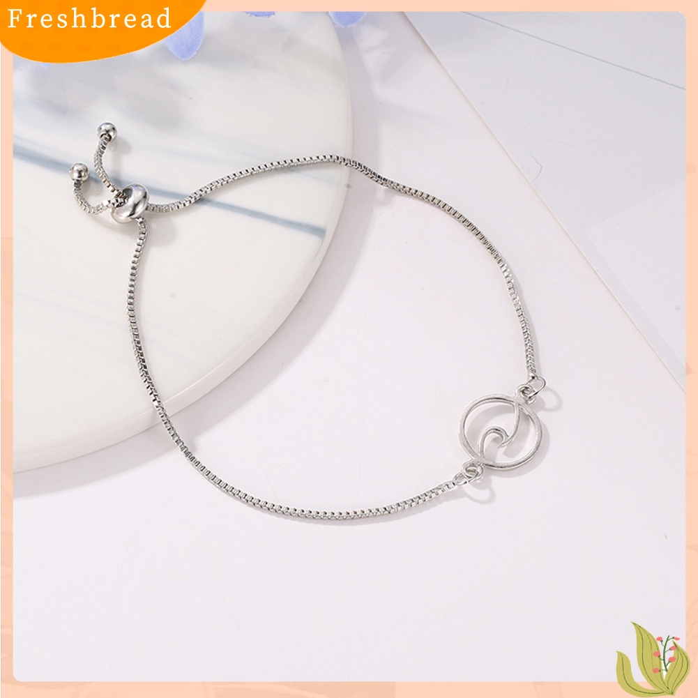 &lt; Freshbread &gt; Adjustable Wanita Mode Berongga Gelombang Pesona Kotak Rantai Gelang Pesta Perhiasan Hadiah