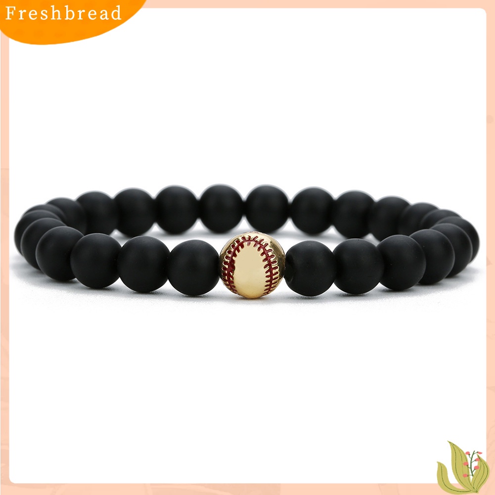 &lt; Freshbread &gt; Fashion Unisex Baseball Pesona Batu Alam Manik-Manik Gelang Bangle Perhiasan Hadiah