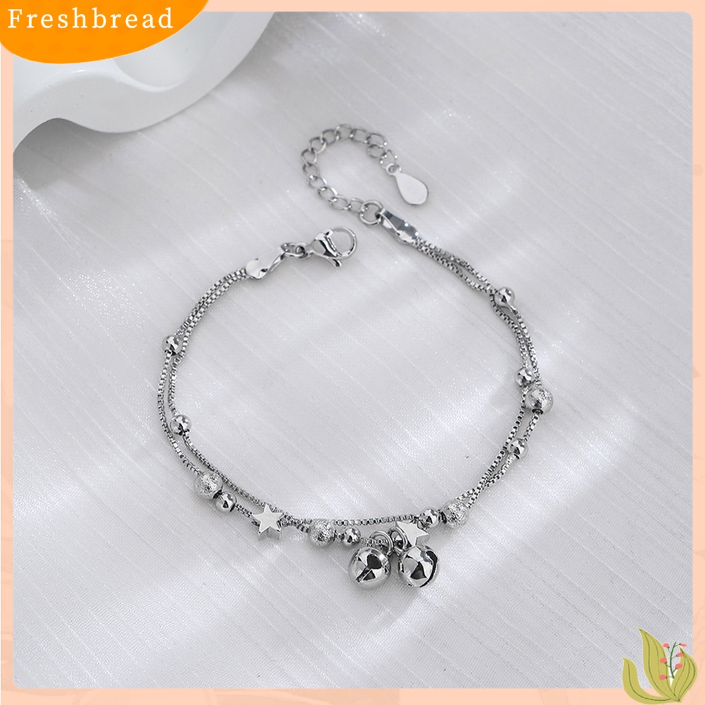 &lt; Freshbread &gt; Wanita Gelang Kepribadian Temperamen Gaya Korea Matte Double-layered Dekorasi Aksesori Bintang Bell Cuff Bracelet Untuk Tanggal