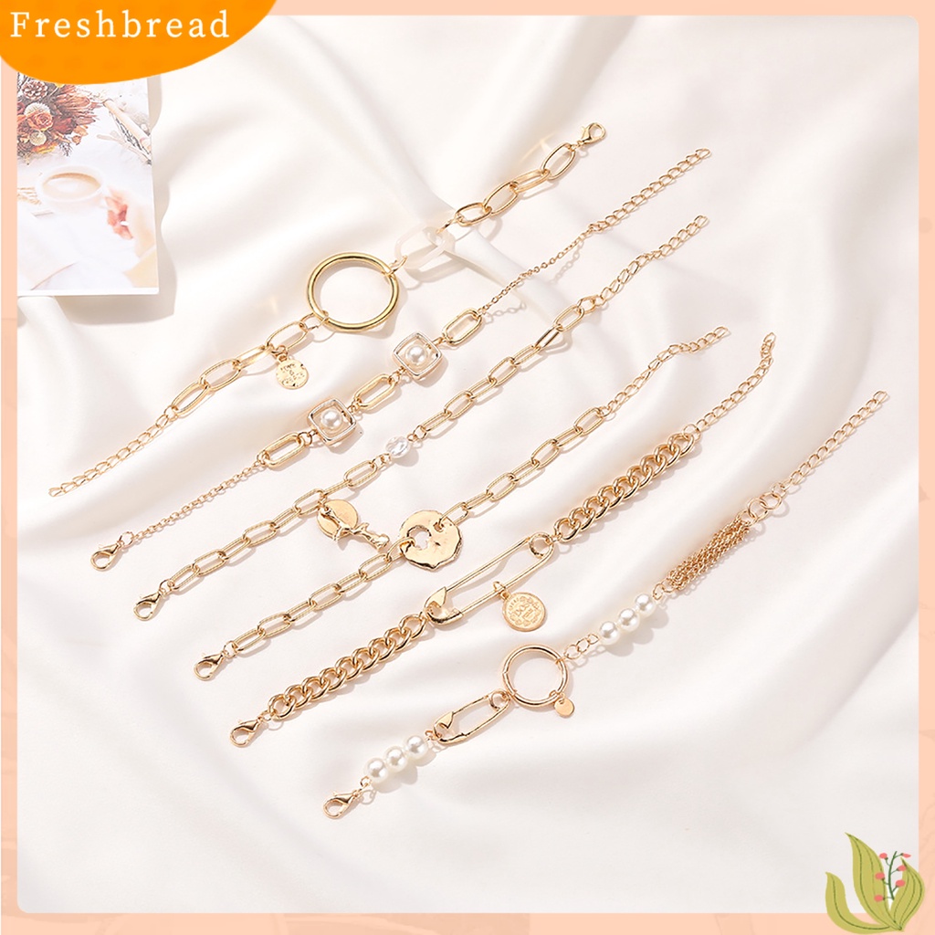 &lt; Freshbread &gt; Fashion Wanita Paduan Gelang Geometris Rantai Tebal Retro Pesona Perhiasan Hadiah