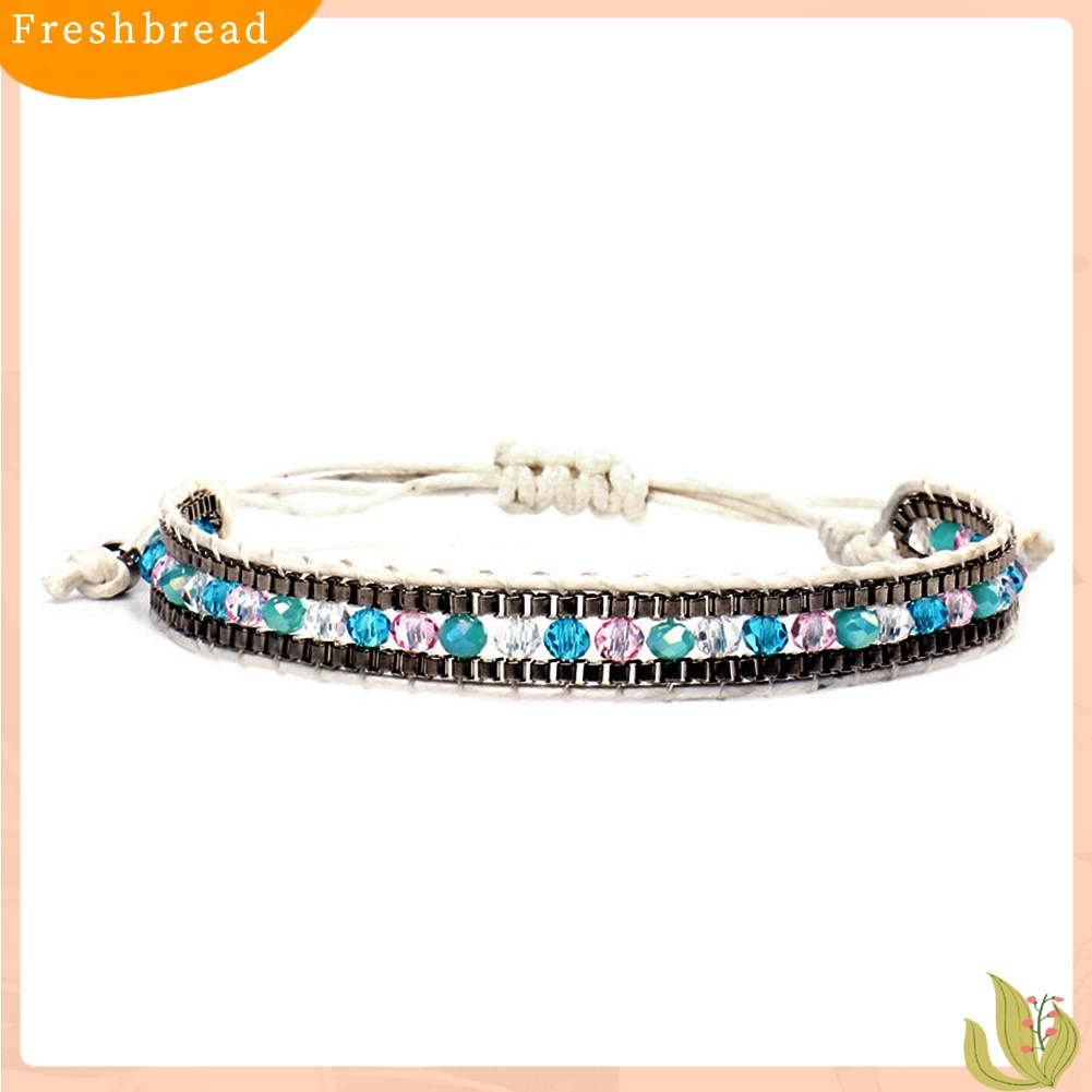 &lt; Freshbread &gt; Musim Panas Pantai Bohemian Manik-Manik Lilin Tali Handmade Anyaman Gelang Wanita Perhiasan