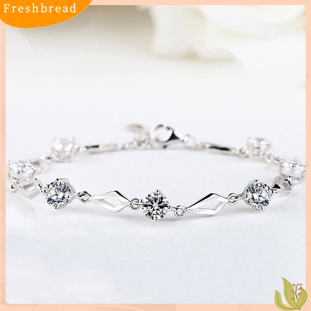 &lt; Freshbread &gt; Wanita Fashion Berlian Imitasi Mengkilap Gelang Bangle Statement Jewelry Hadiah Pesta