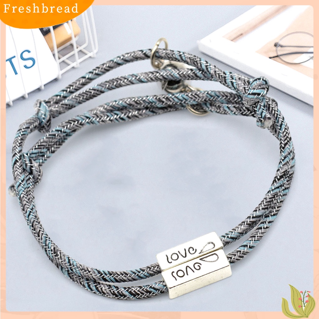 &lt; Freshbread &gt; 2Pcs Lover Bracelet ic Adjustable Braid Rope Pria Wanita Matching Bracelet Untuk Hadiah