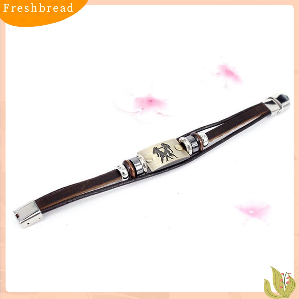 &lt; Freshbread &gt; Retro Unisex 12stelasi Multi Layer Braided Faux Leather Gelang Perhiasan