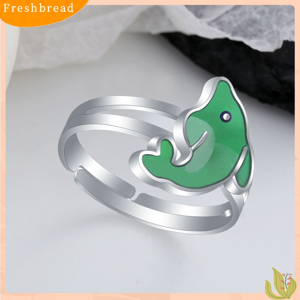 &lt; Freshbread &gt; Adjustable Lucu Mengkilap Terang Wanita Cincin Dolphin Suhu Berubah Warna Mood Ring Perhiasan Aksesoris