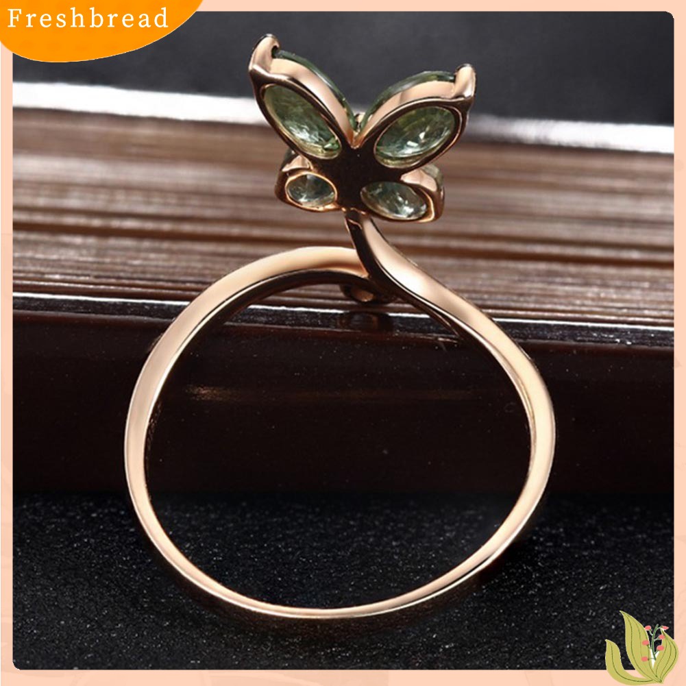 &lt; Freshbread &gt; Elegan Pernikahan Wanita Kupu-Kupu Marquise Cut Berlian Imitasi Jari Cincin Perhiasan Hadiah