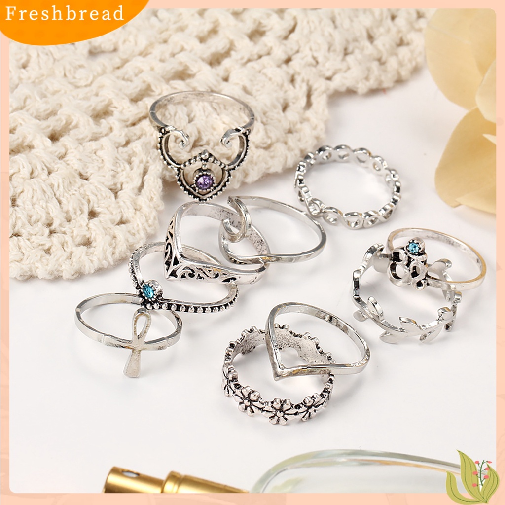 &lt; Freshbread &gt; 10pcs Cincin Buku Jari Vintage Bentuk Bunga Wanita V Shape Knuckle Band Untuk Club