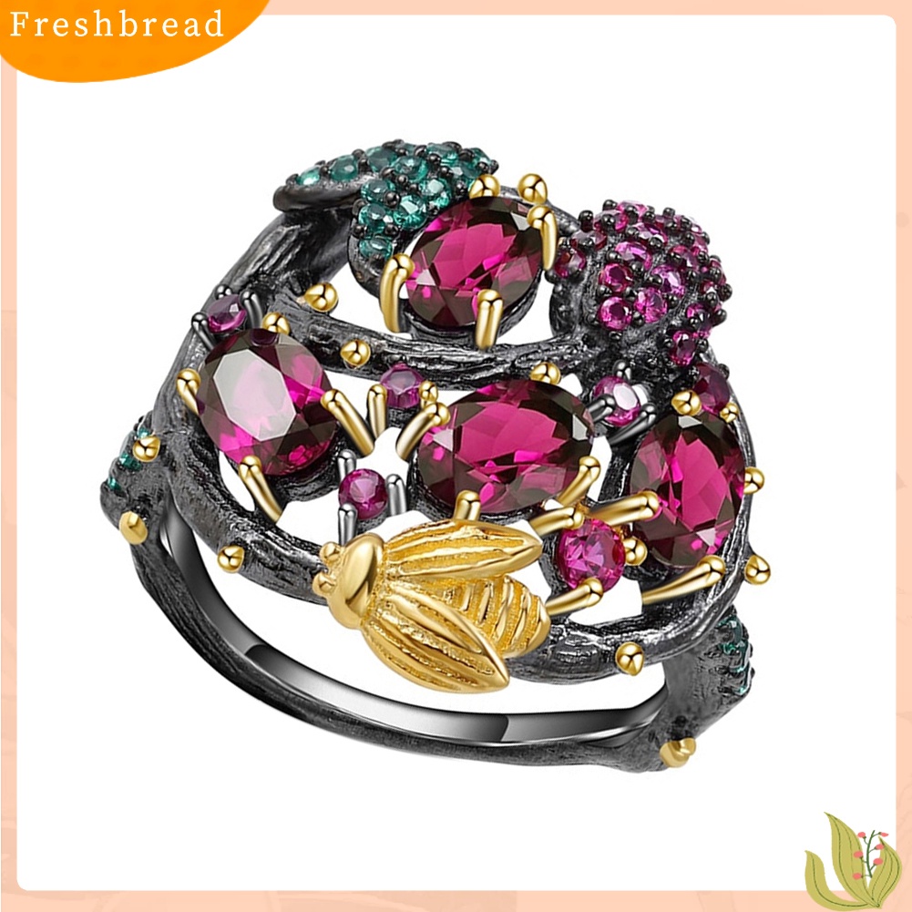 &lt; Freshbread &gt; Gothic Faux Ruby Pohon Cabang Lebah Wanita Jari Cincin Pesta Perjamuan Perhiasan Hadiah