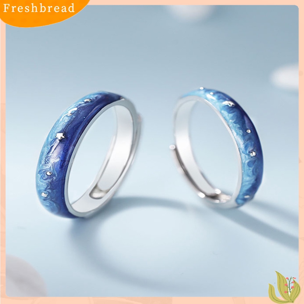 &lt; Freshbread &gt; Cincin Couple Pola Unik Karat-Bukti Tembaga Bintang Langit Bertema Open Band Engagement Ring Decor Hadiah Ulang Tahun