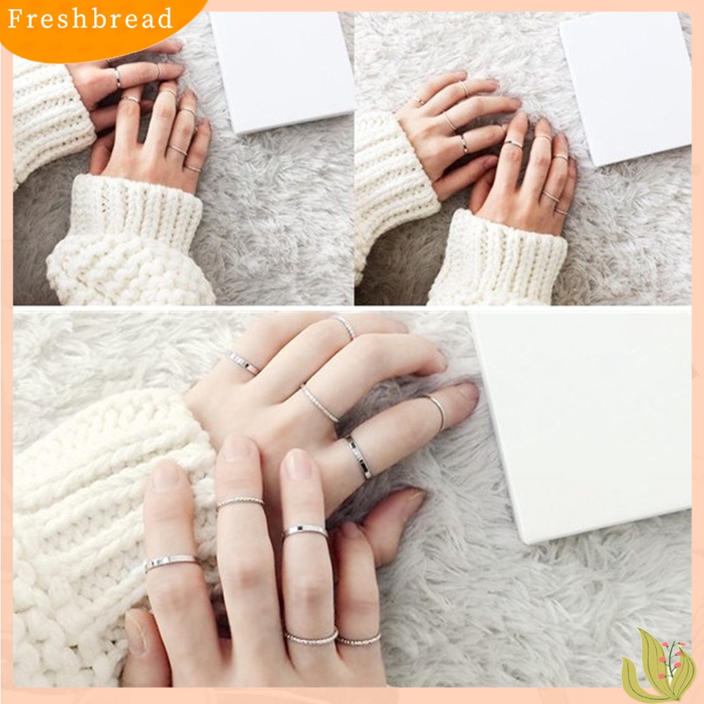 &lt; Freshbread &gt; 10Pcs Semua Pertandingan Cincin Jari Pengerjaan Halus Ringan Wanita Pria Warna Murni Fidget Ring Untuk Pergi Jalan