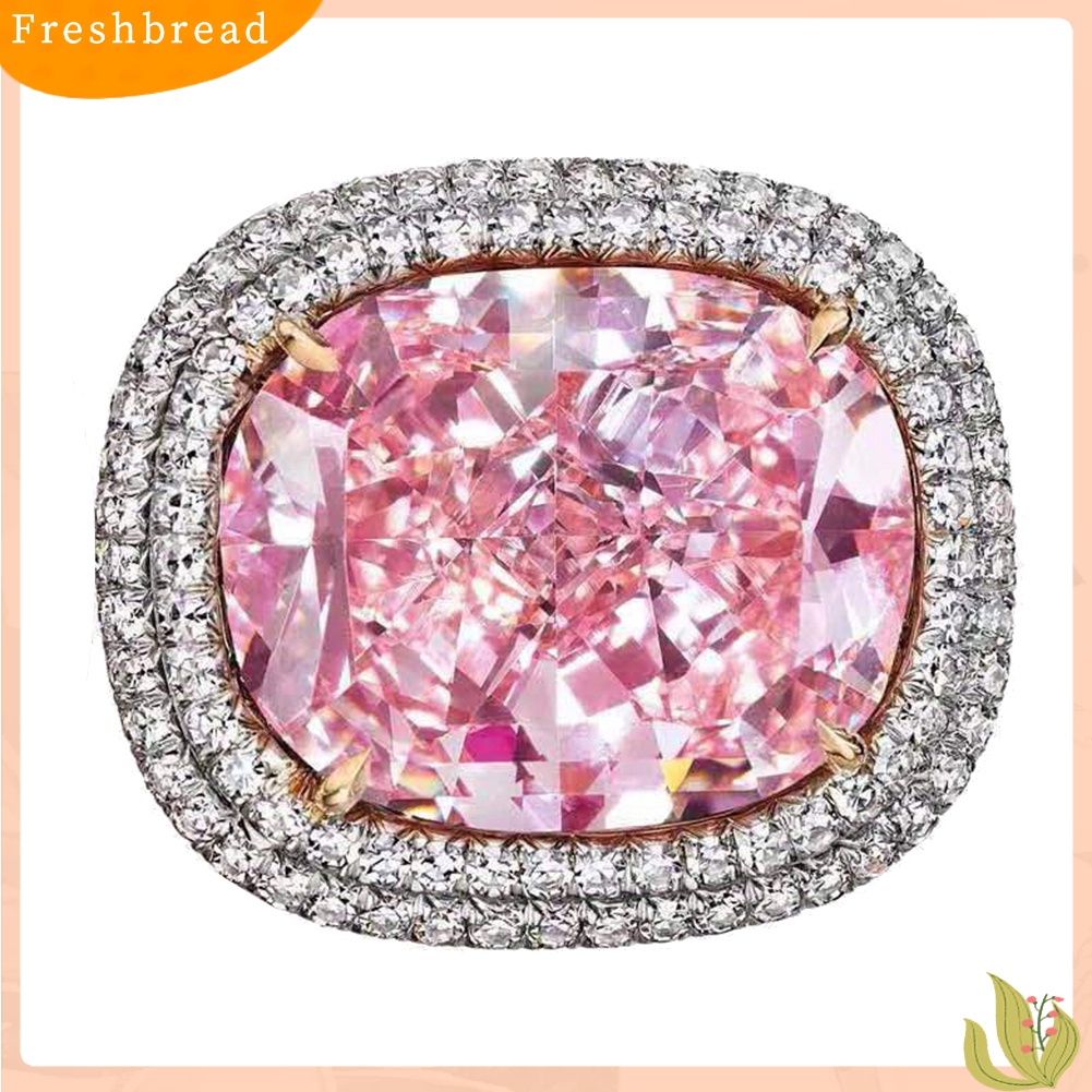 &lt; Freshbread &gt; Perhiasan Pernikahan Pertunangan Mewah Oval Penuh Berlian Imitasi Bertatahkan Cincin Jari Pengantin
