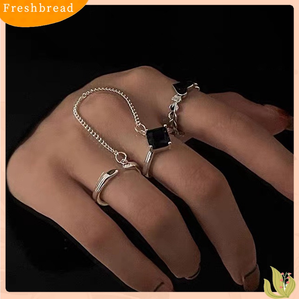 &lt; Freshbread &gt; 1set Cincin Jari Lady Bentuk Hati Hias Warna Kontras Pembukaan Cincin Adjustable Set Hadiah