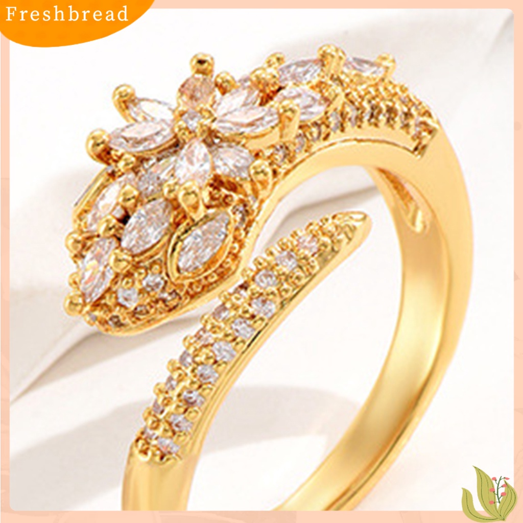 &lt; Freshbread &gt; Finger Band Golden plated Adjustable Opening Shiny Rhinestone Cubic Zirconia Dekorasi Anti Karat Wanita Perhiasan Mewah Cincin Tunangan Perhiasan Aksesoris